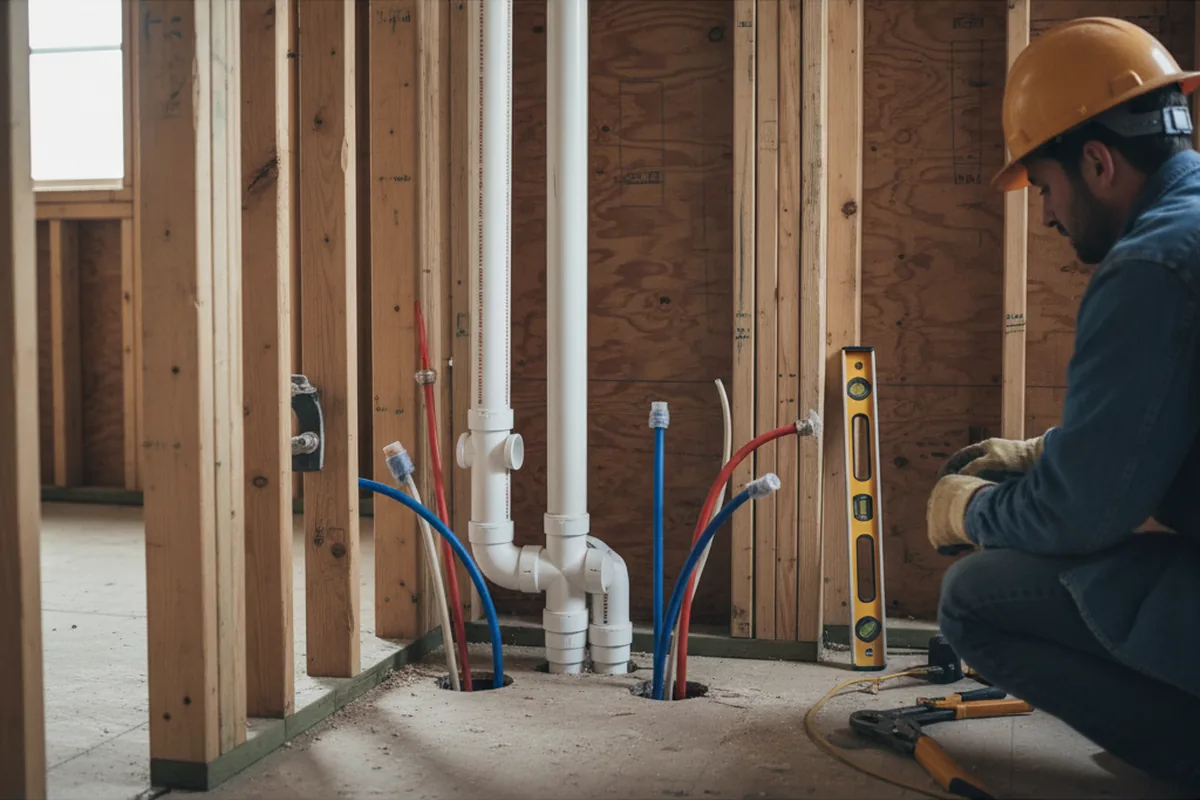 Drain and supply rough-in during Toilet Repair and Installation in Mission Viejo